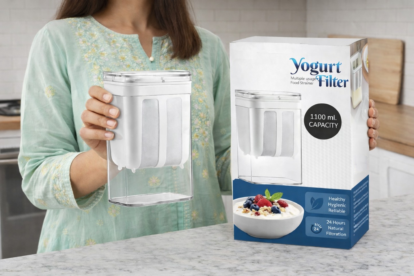 Greek Yogurt Maker |Thick Curd Strainer for High Protein Dahi with a Fine Mesh BPA-Free