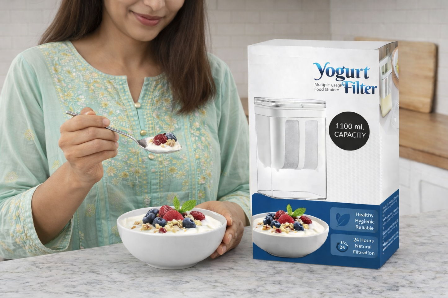 Greek Yogurt Maker |Thick Curd Strainer for High Protein Dahi with a Fine Mesh BPA-Free