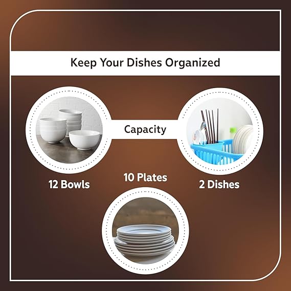 3 in 1 Large Durable Plastic Washing Dish Drying Rack with Tray  | Brown, Pack of 1