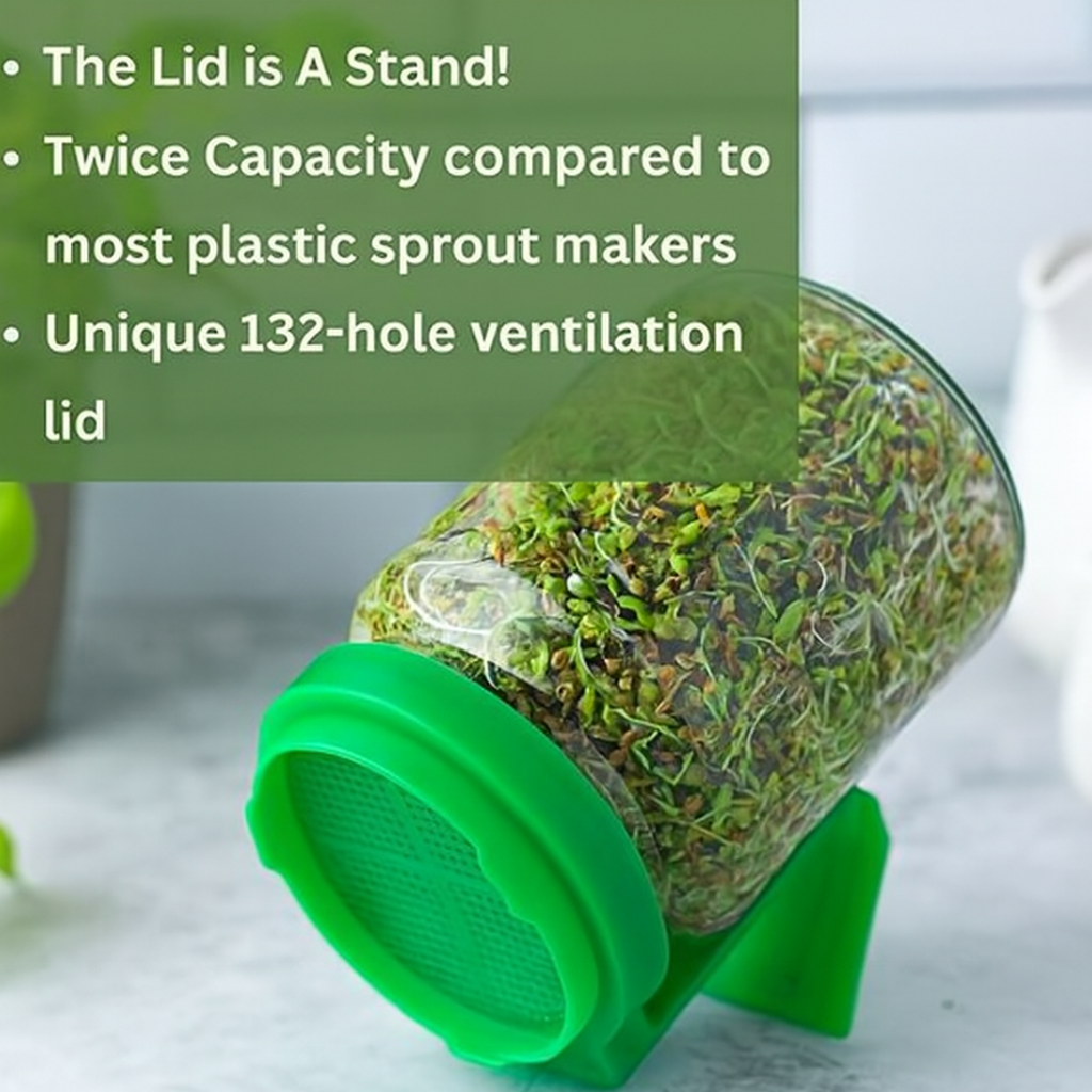 720ml Durable & Reusable Sprouts Maker Glass Jar  for All Seeds and Beans, BPA-Free